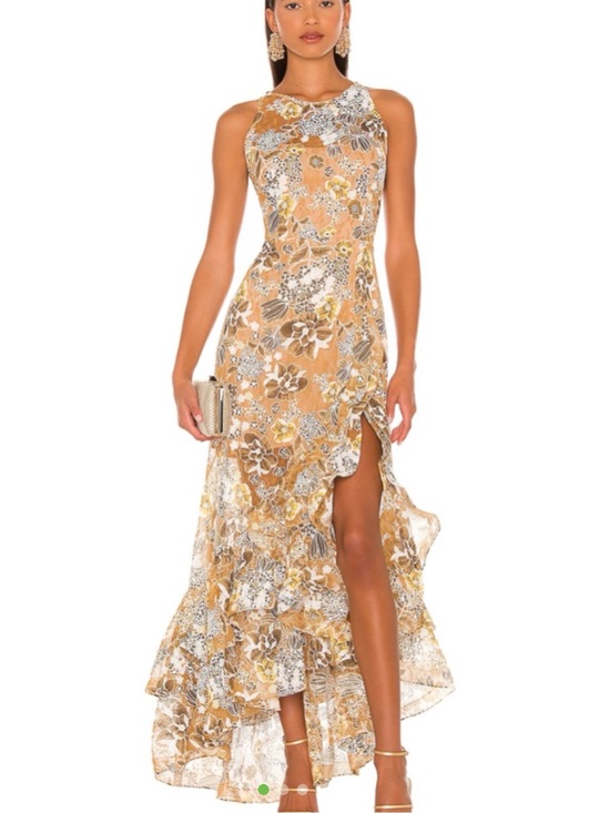 Bronx and Banco Dresses & Skirts - Bronx and Banco Floral Halter High-Low Maxi Dress in Tan and White